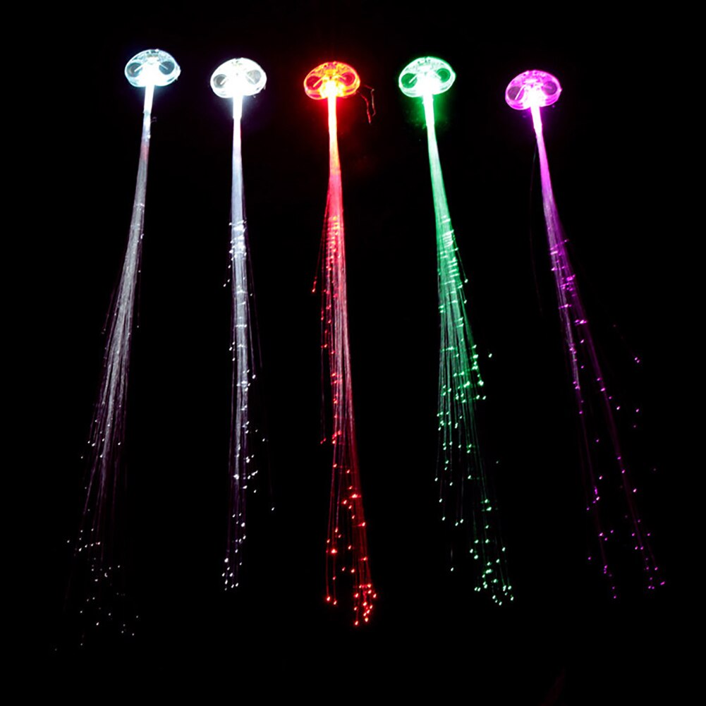 5Pcs Multicolor color LED Flashing Fiber Optic Hair Braid Barrettes Lights for Party Light Up Headband Glow Supplies