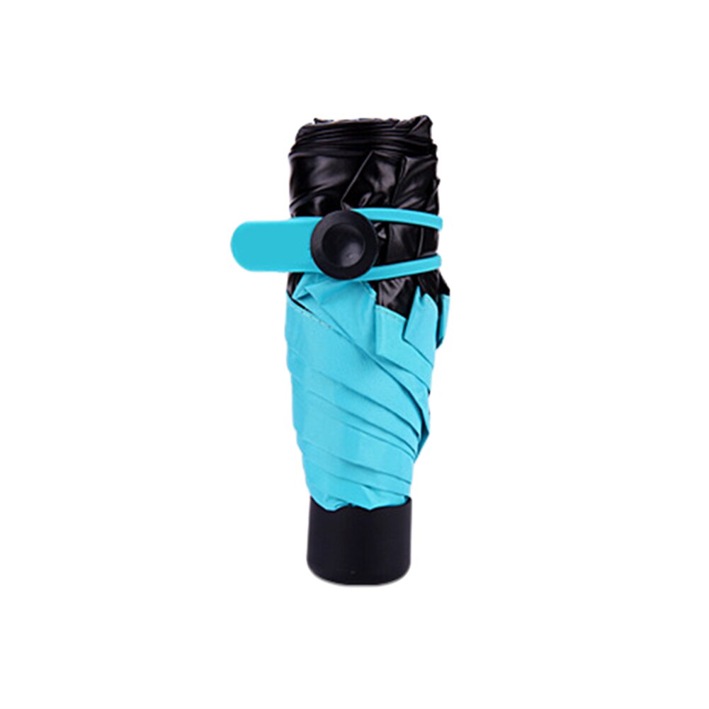 Pequeño paraguas plegable portátil de 180g, a la , Mini paraguas de bolsillo para mujer, impermeable, a prueba de viento, protección UV, paraguas de viaje: Azul