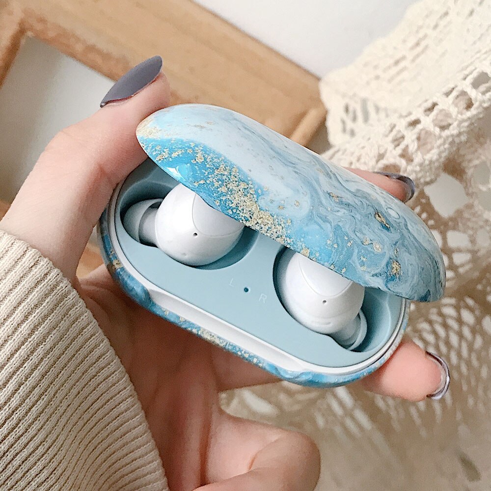 Hörlursfodral med marmor textur för samsung galaxy buds plus fodral söt hård pc trådlös hörlurar skyddsfodral för buds+ fodral: B