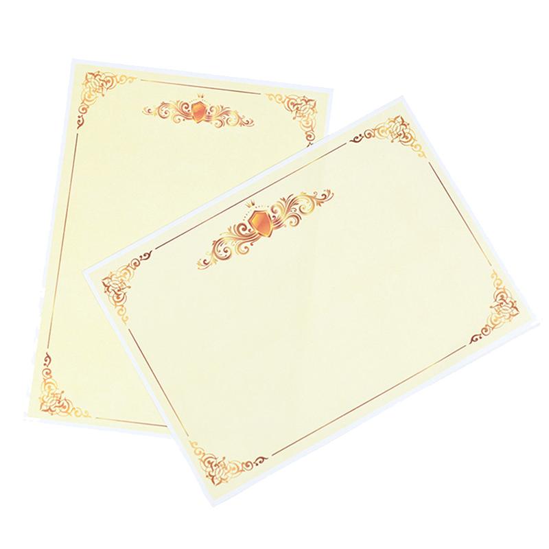 100 Pcs A4 21x29CM Blank Metallic Gold Border Certificate Paper