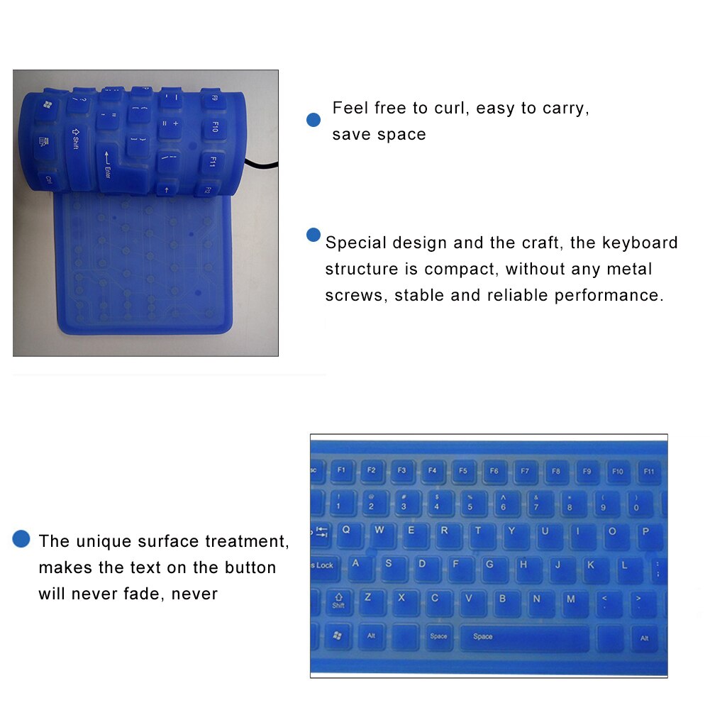 85 Key USB Mini Flexible Silicone Folding PC Wired Keyboard for Notebook US Foldable Portable Wired English Keyboard