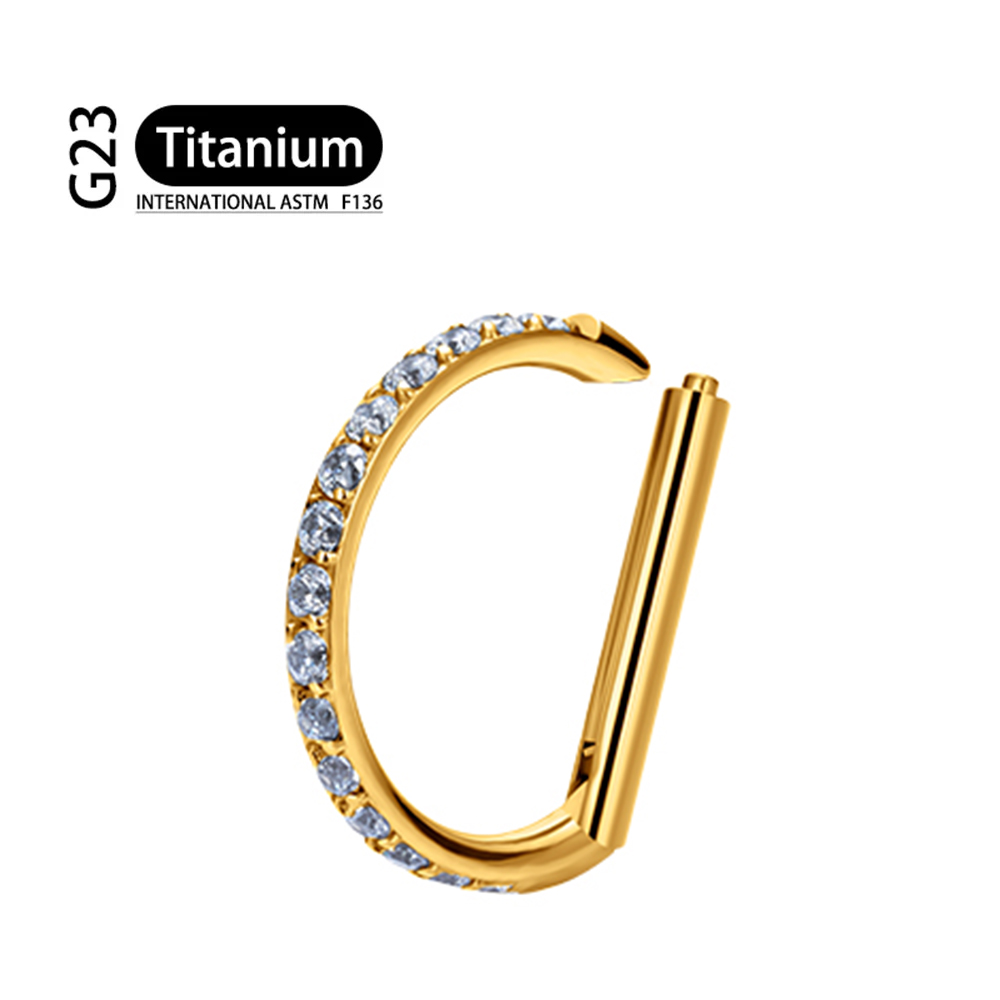 Astm f -136 titanium neusring, daith oorbel, hartvormige oorring, hoepel, kraakbeenring, tragusring, d-vormige helixring, scharnierende segmentring met heldere zirkonia.: Wit / Verzilverd
