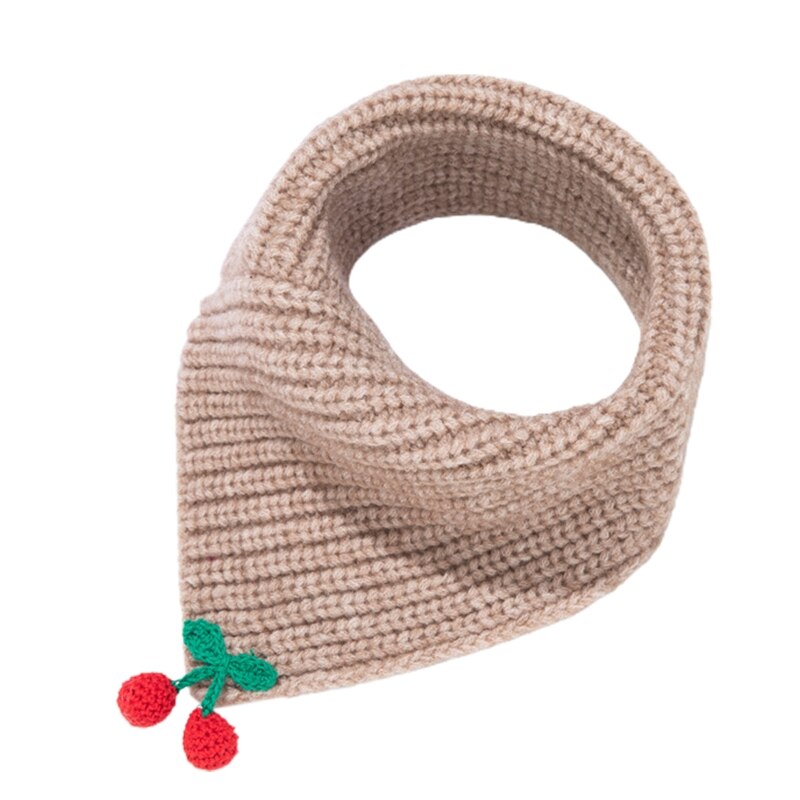 Kinderen baby winter gebreide driehoek sjaal cartoon kers snoepkleur halsdoek omslagdoek dikke gehaakte nekwarmer sjaal: Koffie