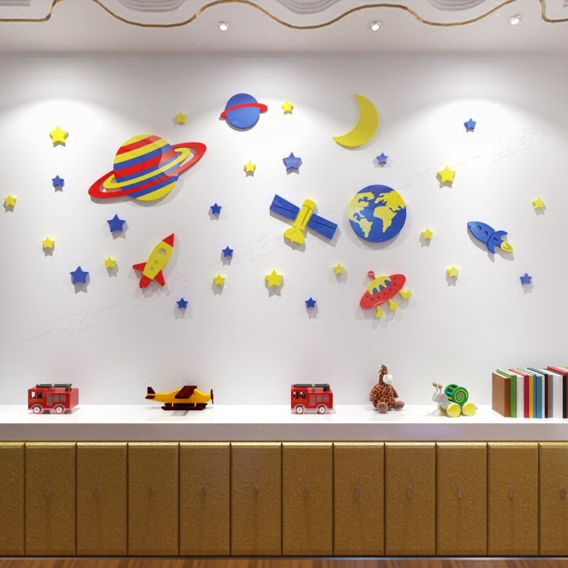 Cosmic sterren 3D acryl muurstickers kinderkamer kleuterschool decoratie stickers baby slaapkamer muur schilderen