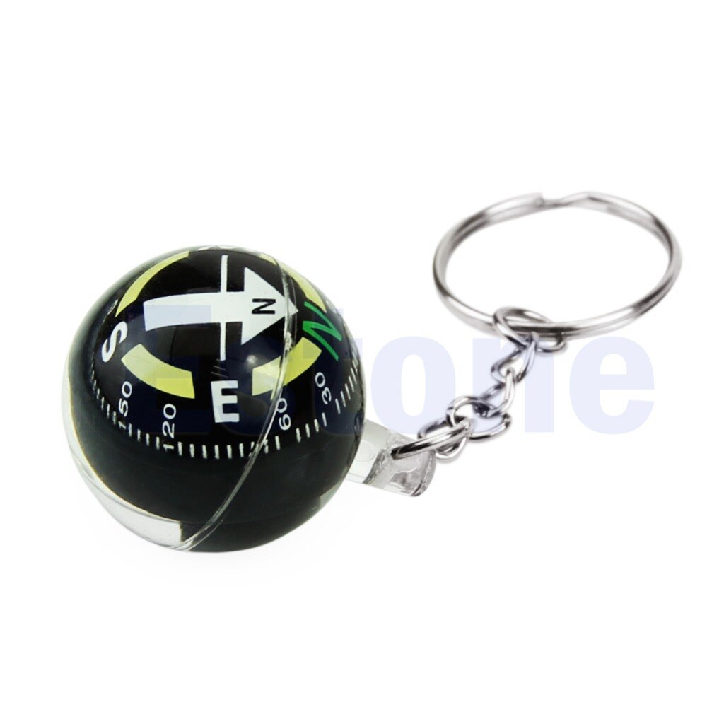 LLavero de bola con brújula llena de líquido para senderismo, Camping, viajes, supervivencia al aire libre