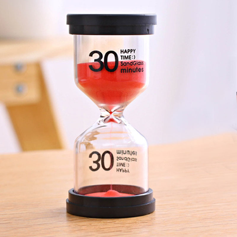 Desktop Sand Clock Timer 10 Minutes / 15 Minutes / 30 Minutes Children's Brushing Striking Hourglass Timer Home Decorations: Red / 30min