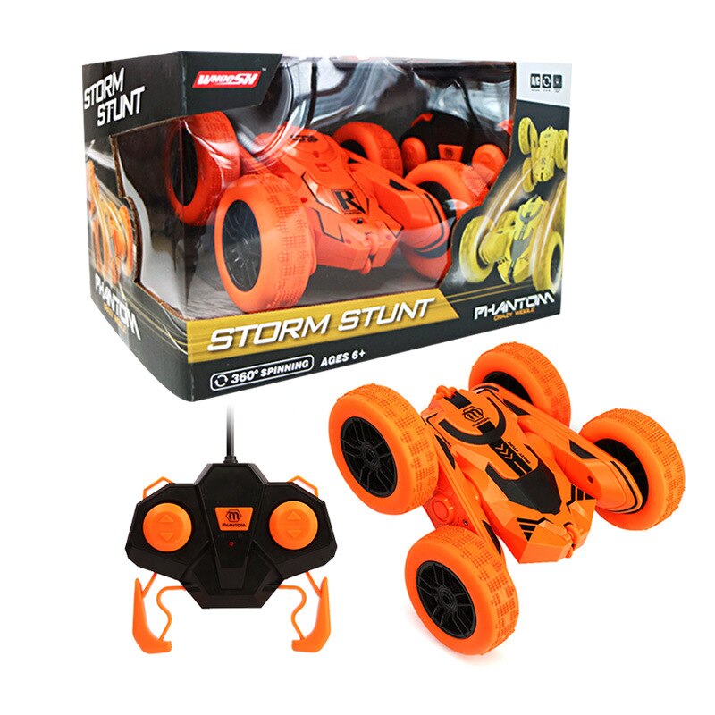 1/28 2.4GHz RC Stunt Car Tumbling Crawler Vehicle 360 Degree Flips Double Sided Rotating Tumbling with Battery Mini RC Car: Orange