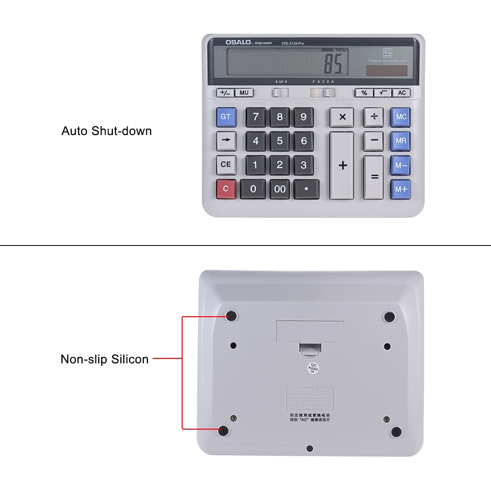 Stor dator elektronisk kalkylator räknare sol- och batterikraft 12- siffrig display multifunktionell stor knapp