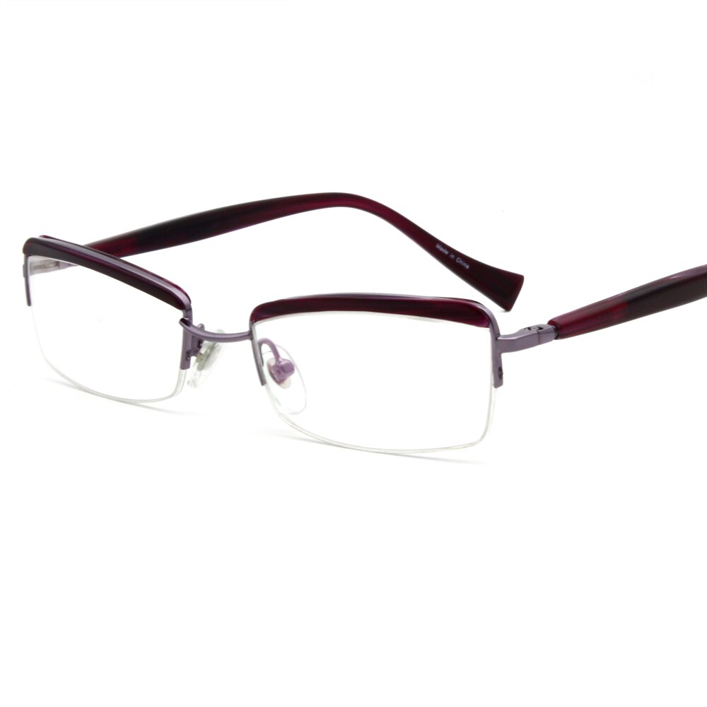 Optical Eyeglass Metal Rectangle Frame Acetate Temple Office Lady Women Gray Demi Color Home Outgoing LX-B0037