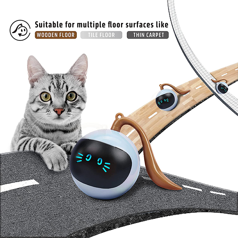 Pet Smart Interactive Cat Toy Colorful LED Self Rotating Ball Toys USB Rechargeable Kitten Electronic Ball Toys Cat Accessories