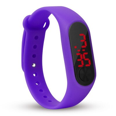 Vier Kleuren Kinderen Digitale Horloge Led Sport Horloge Casual Silicone Voor Kids Horloges Horloge Armband: purple