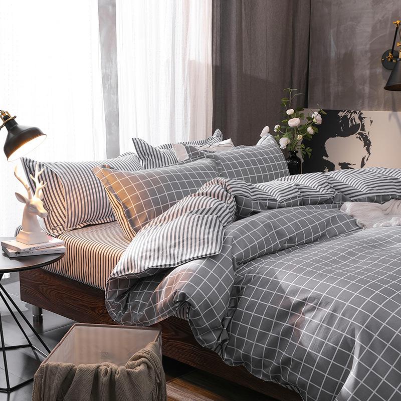 40 Grey Plaid Geometrische Beddengoed Platte Laken Beddengoed Set Koning Koningin Full Twin Size Dekbedovertrek Beddengoed Beddengoed Kussensloop