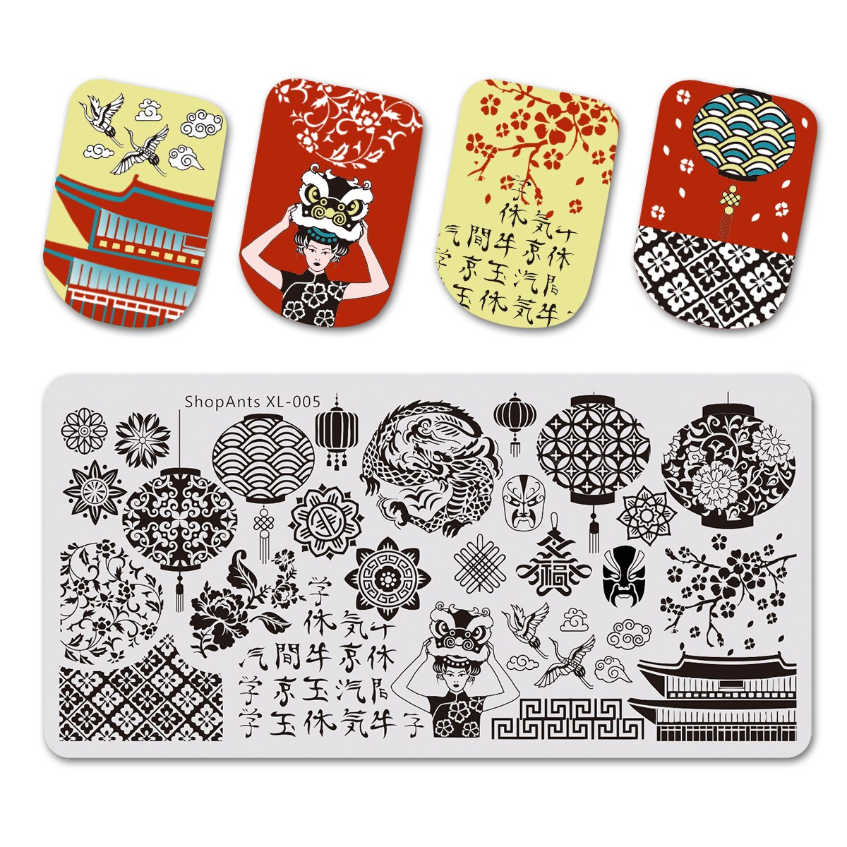 SHOPANTS 6*12cm Rectangle Nail Stamping Plates Leaf Flowers Butterfly Nail Art Stamp Templates Stencils Polish Manicure: 05