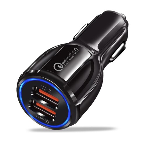 Auto USB Ladegerät Schnell Ladung 3,0 qc 2,0 praktisch Ladegerät 2 Hafen USB Schnelle Auto Ladegerät für iPhone Xiaomi Tablette Auto-Ladegerät: ES-C05-Schwarz