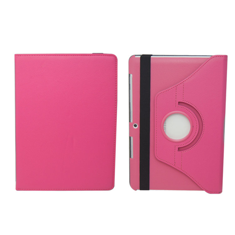 360 Degree Rotating PU Leather Case Cover For Samsung Galaxy Tab 2 10.1 P5100 P5110 P7500 P7510: Rose red