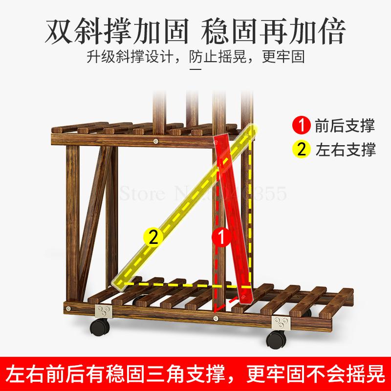 Wooden flower shelf multi-storey indoor special shelf rack floor balcony solid wood wrought iron living room succulent pot rack