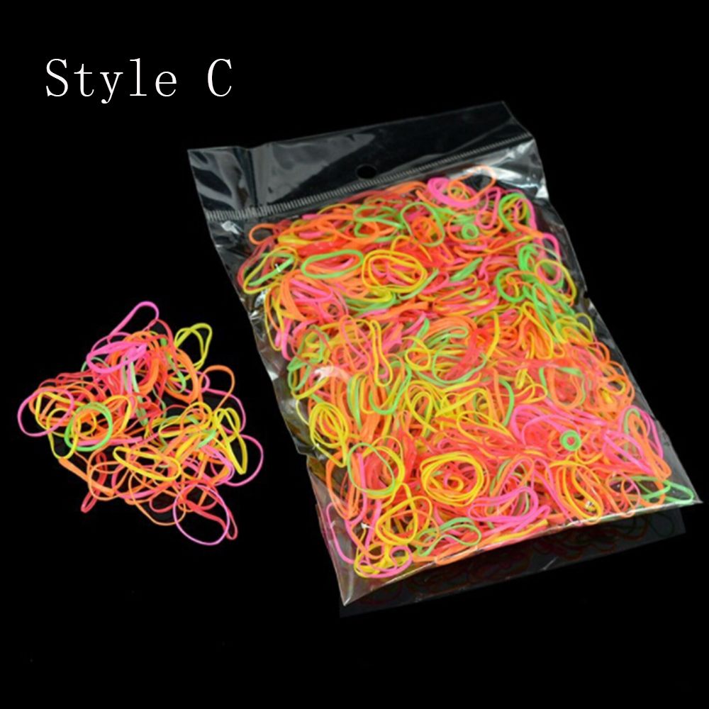 Ca 1000 stk/pose (lille pakke) barn baby tpu hårholdere gummibånd elastikker pigeslips tyggegummi hårtilbehør: C