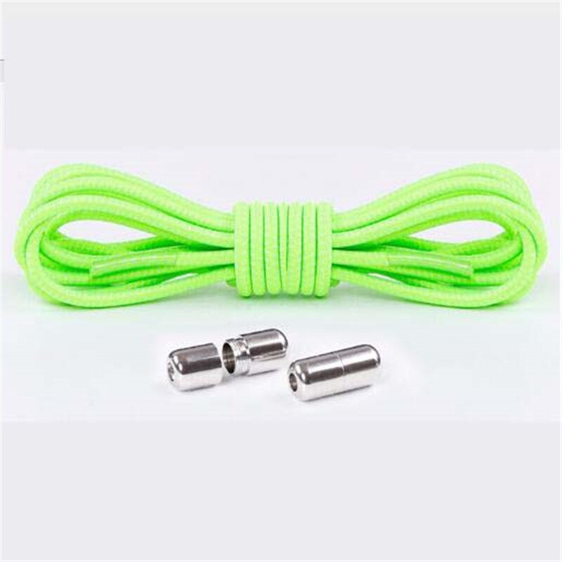 1Pair Elastic Locking Shoelaces Round No Tie Shoe Laces Kids Adult Sneakers Shoelaces Fast Lazy Shoe Lace Shoestrings: Light Green