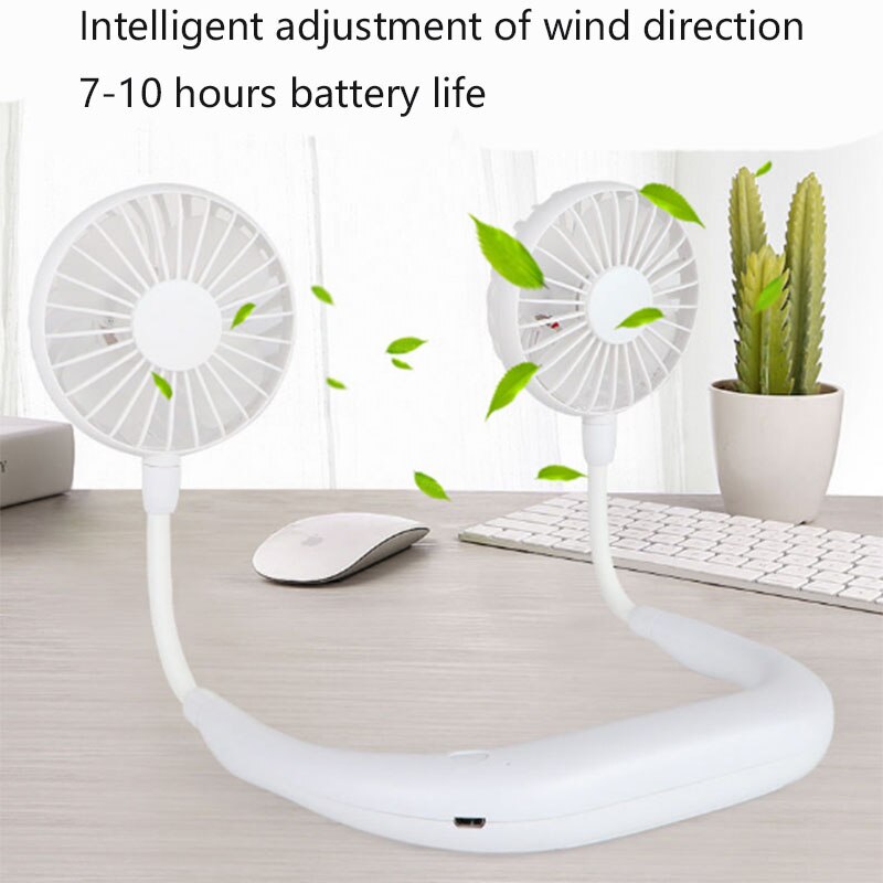 electric fans 3d model Seven colored lights neck hanging usb charging fans for home