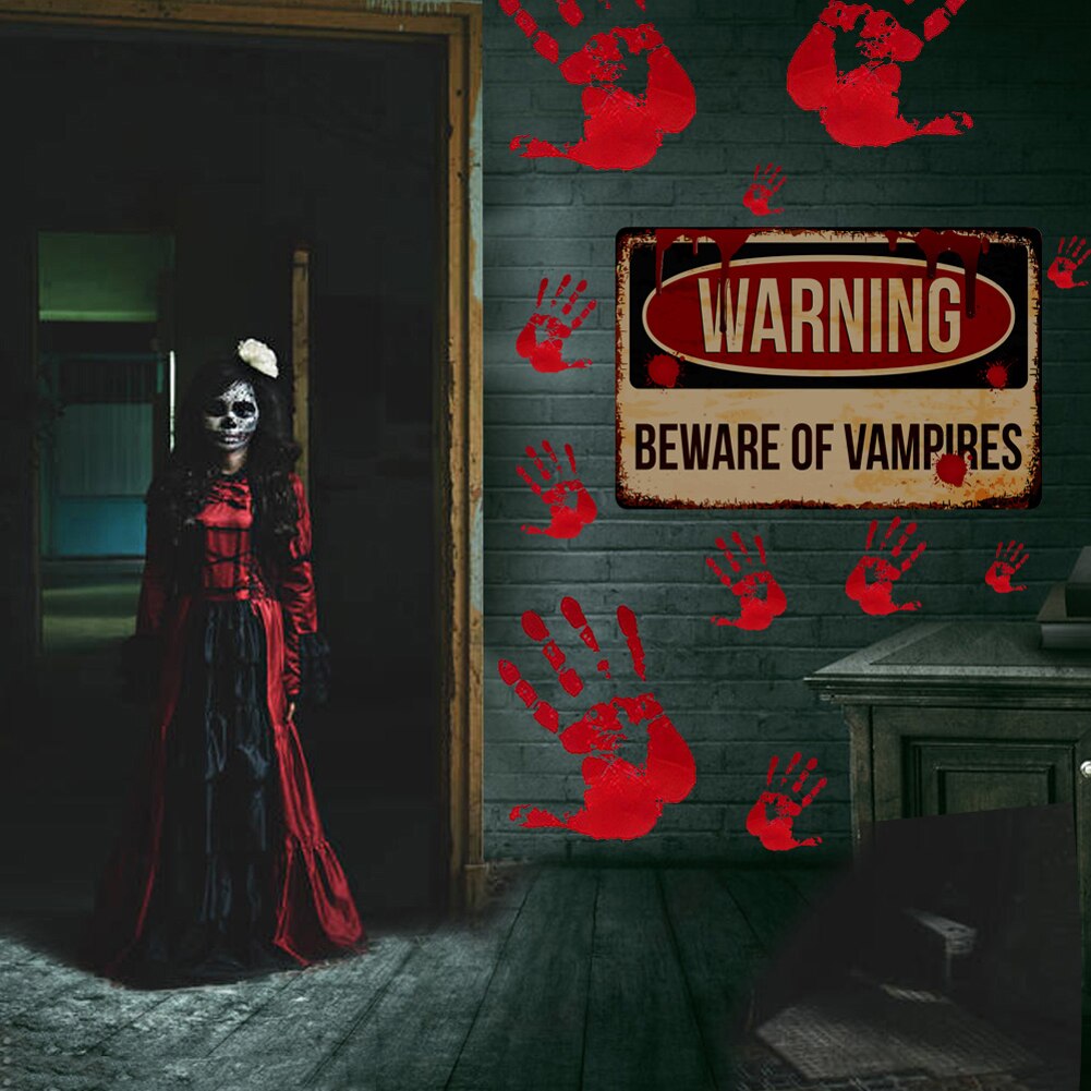 Halloween Warning Sign Sticker Self-adhesive Horror Wall Sticker Party Decorative Decals
