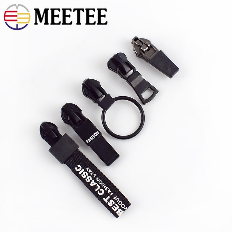 Meetee 10pcs 5# Anti-loading Zipper Sliders for Waterproof Reverse Installation for Invisible Bag Jacket Nylon Coil Zip Puller