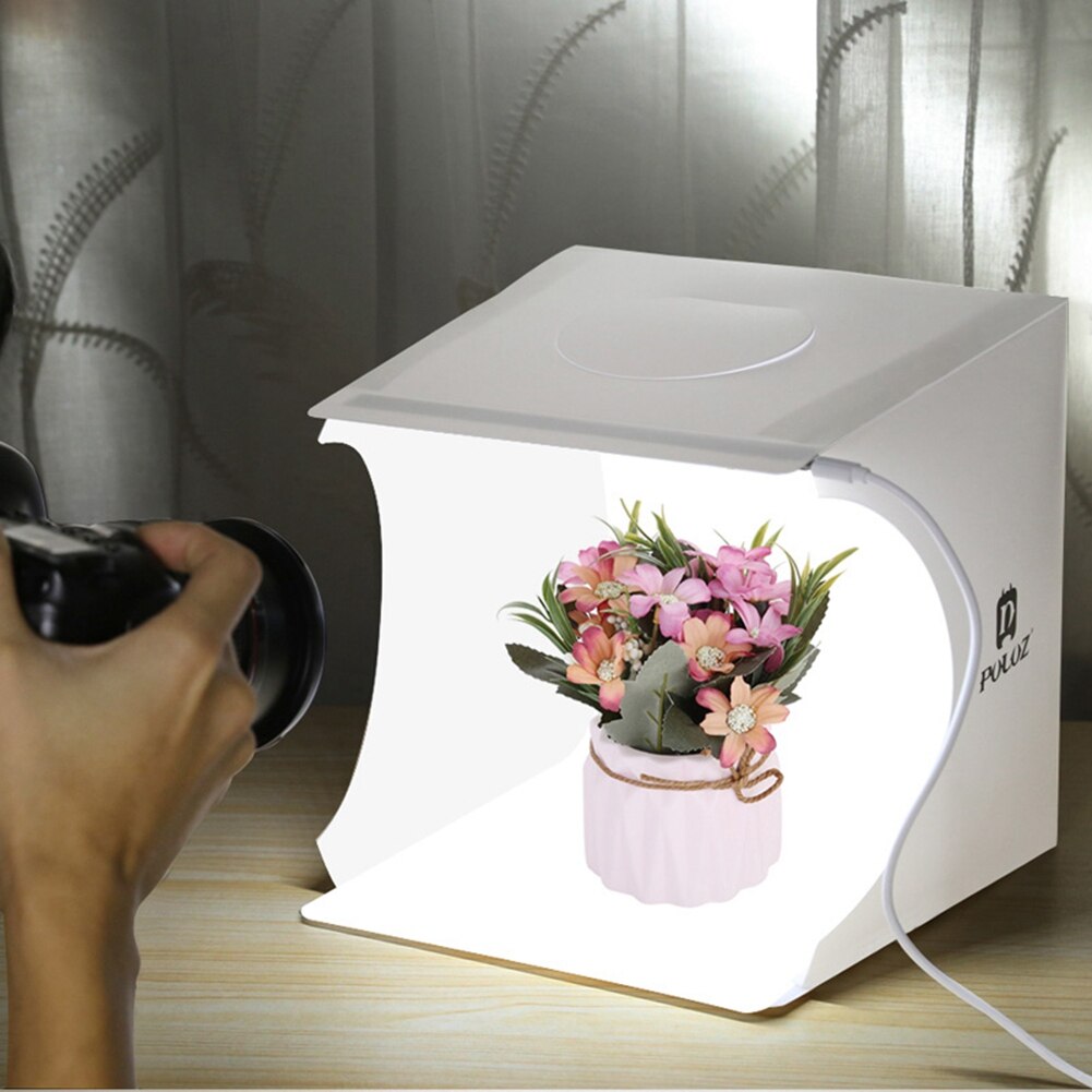 PULUZ Portable 8" Mini Photo Studio Box Photography Backdrop built-in Led Light Photo Box Photography Backdrop Box Lightbox