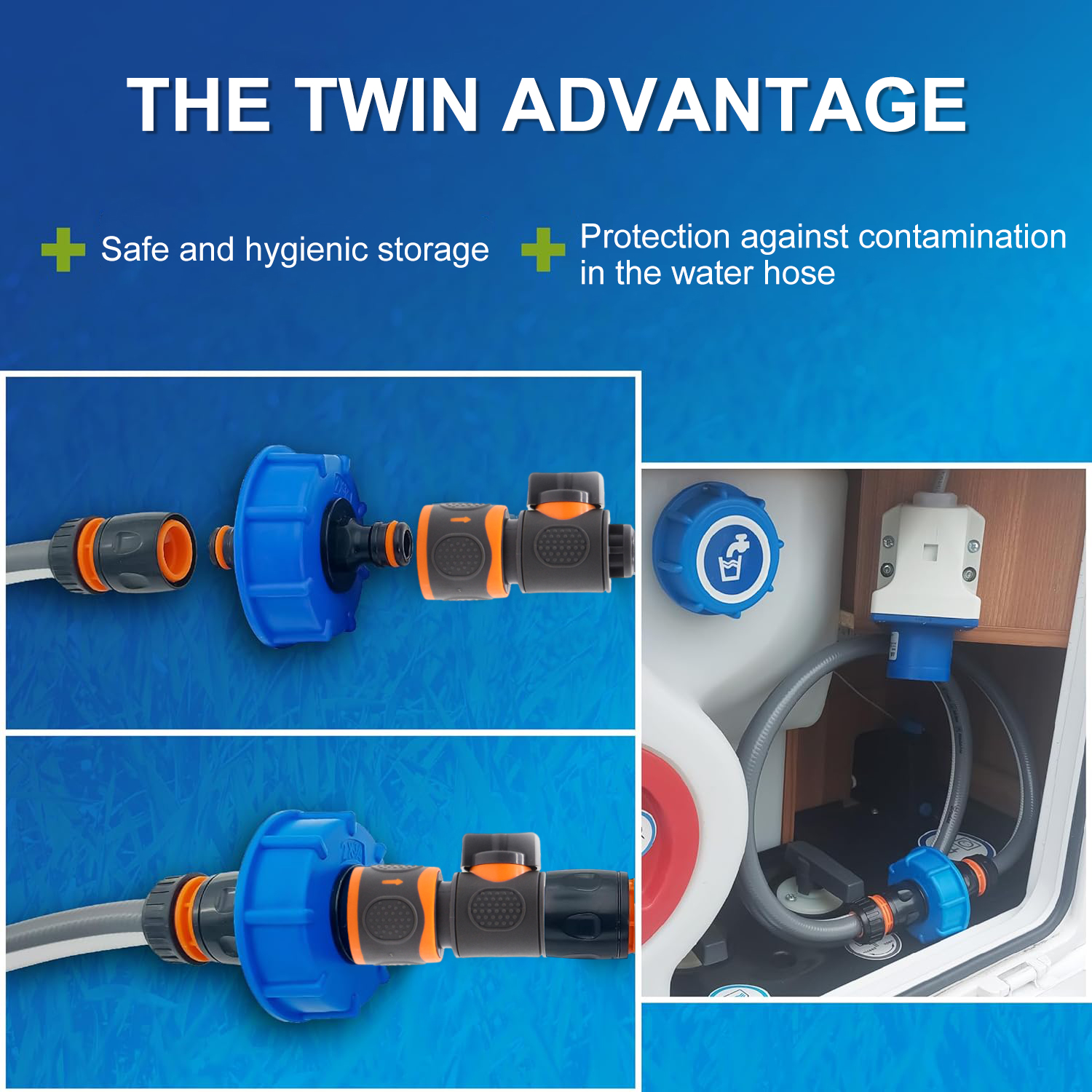Adaptateur de remplissage d'eau de caravane avec raccord rapide, ensemble d'adaptateurs de commande de base, bouchon de carburant, filetage grossier IG60, pièces automobiles, précieux, 1 jeu