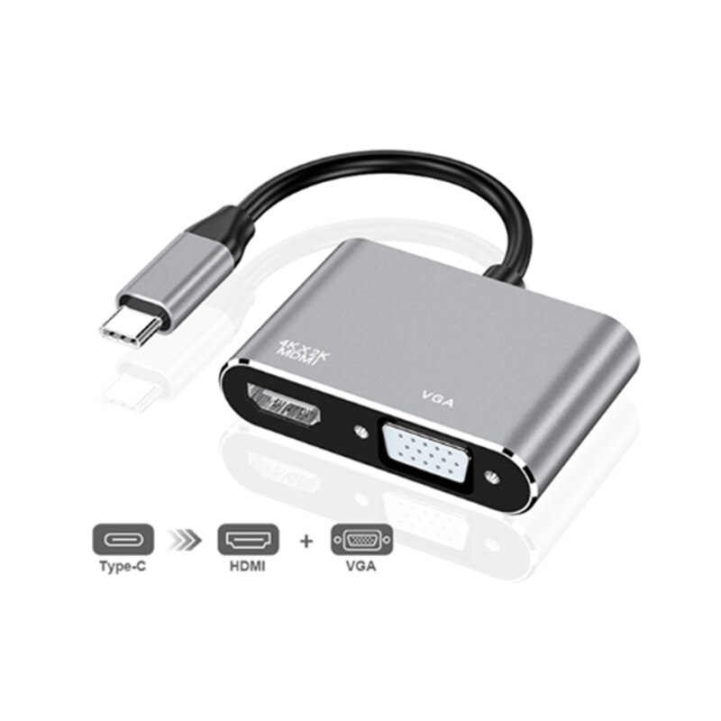 câble de moniteur d'ordinateur type-c vers HDMI + Vga Station d'accueil pour ordinateur portable convertisseur Apple