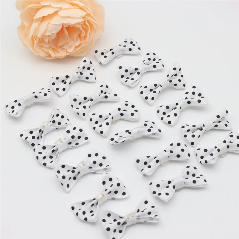 50/100pcs Size 2cmx3.5cm mini polka dot bow waist bow tie clothing diy accessories jewelry small bow tie headwear accessories: WHITE / L