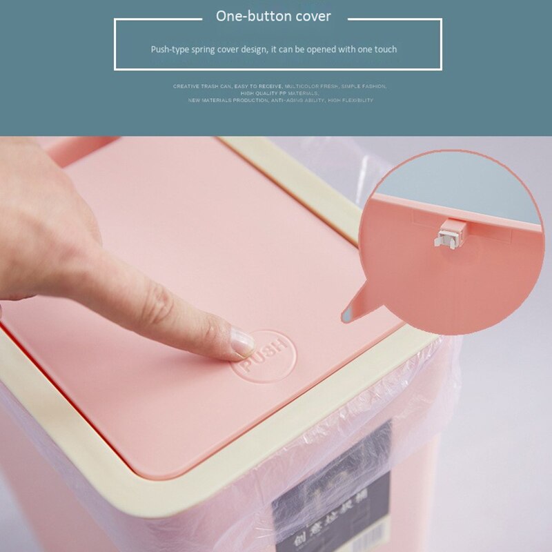 12L Bathroom Trash Can Toilet Kitchen Waste Bin Dustbin Garbage Bin Press Lid