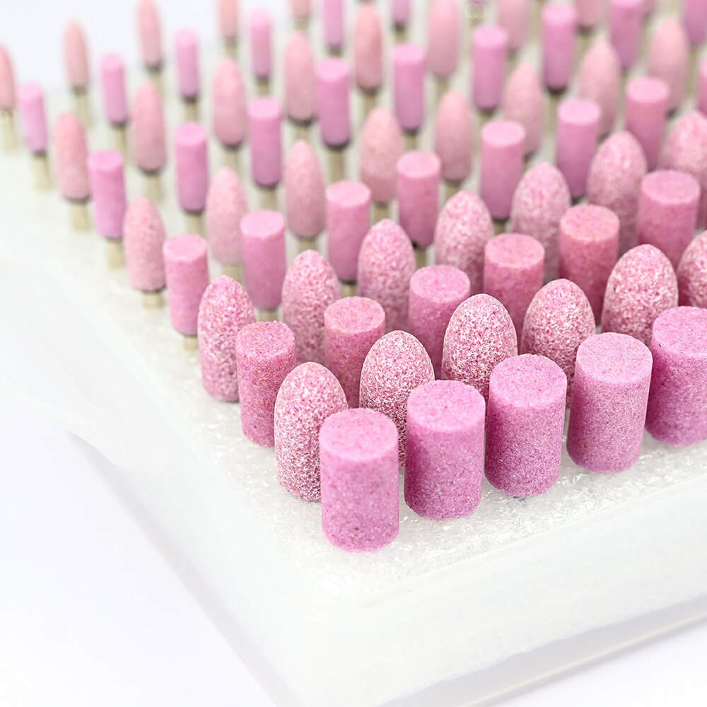 GUSIWU 100pcs/set grinding stone wheel dremel accessories rotary tool kit for polishing sharpening stone grinding head bits pink