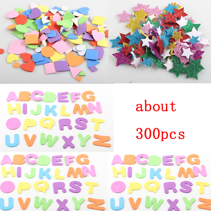 Zelfklevende Mini Geometrie Vorm EVA Foam Stickers Kids DIY Art Craft Glitter Sterren Brief Voorschoolse Stickers Diverse Kleur: WHITE