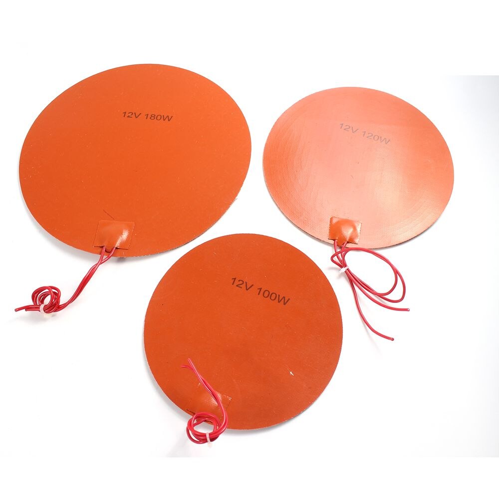 Tapis chauffant en Silicone | Plaque de lit chauffant en caoutchouc de Silicone électrique, rond 200mm 5V 12V 24V, plaque de lit chauffé, Flexible et étanche, pour imprimante 3D
