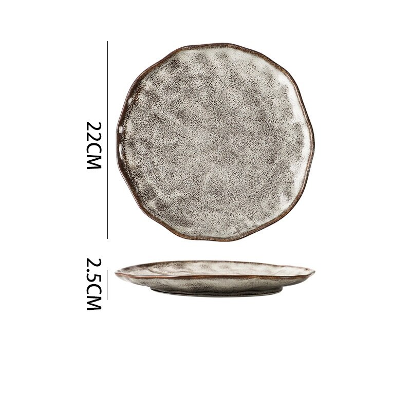 Ceramic Plates Set Dishes Bowl Tableware Vintage Japanese Style Cutlery Set Restaurant Dinnerware Set Home Plate Set: 8.6 inch plate