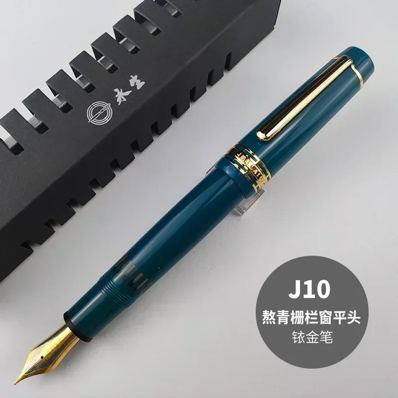 YONGSHENG/JUNLAI 630 pluma estilográfica de pistón cuerpo de resina grande NO.8 F punta Clip dorado caligrafía para estudiantes profesores: Gris oscuro