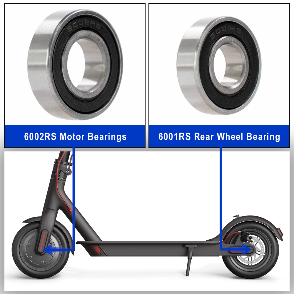 Rodamientos de bolas de rueda auxiliar 6001RS /6002RS para Xiaomi M365 Pro 1S, rodamiento de Motor de patinete eléctrico, rodamientos de bolas de cubo de rueda trasera