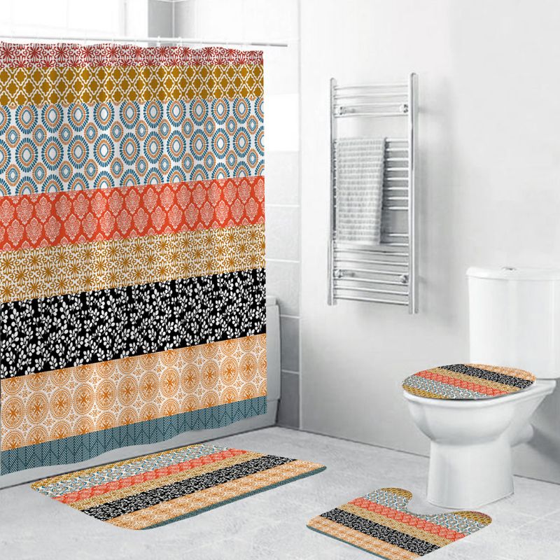 Badeværelse dekoration luksus 3d digitalt trykt boheme badeforhæng vandtæt polyester 71 " x 71 " firedelte badeværelse
