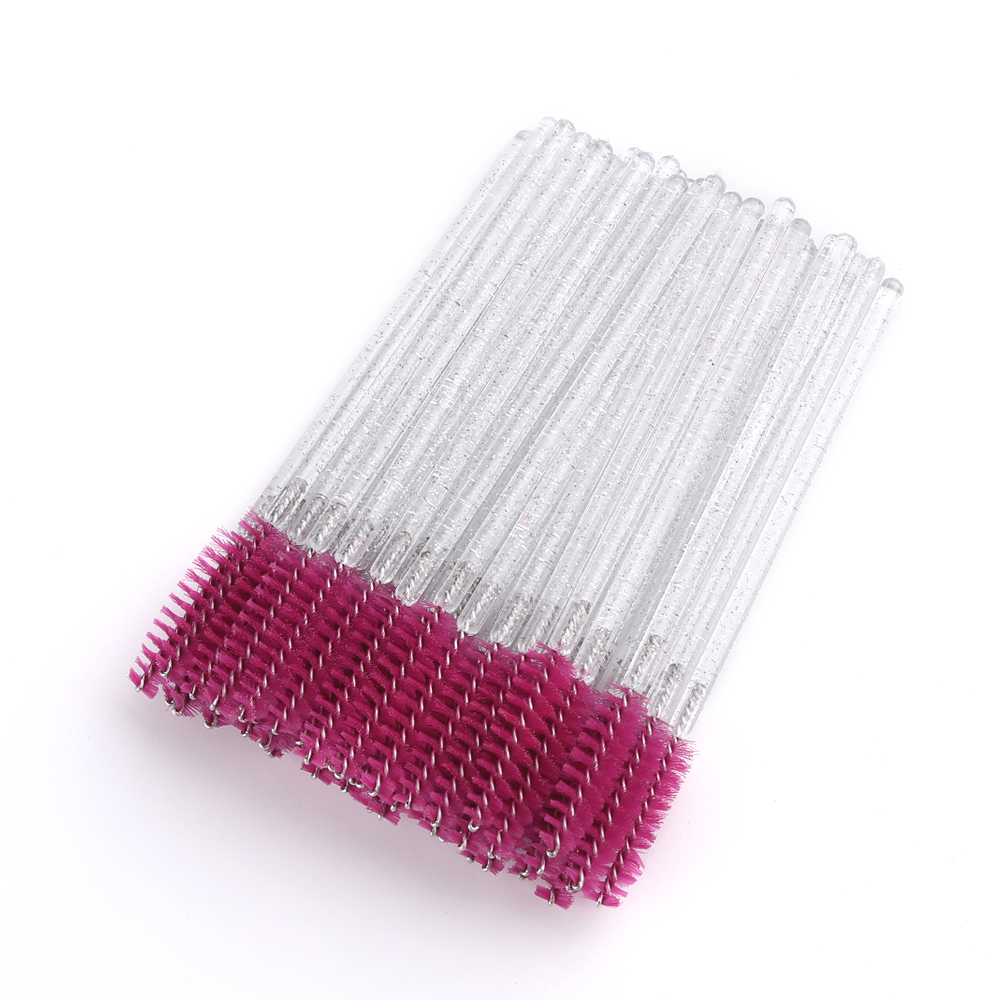 50 Uds. De cepillos desechables para extensión de pestañas, cepillo para cejas de cristal, varita para rímel, pestañas, juego de herramientas cosméticas, maquillaje de belleza: Azul cielo