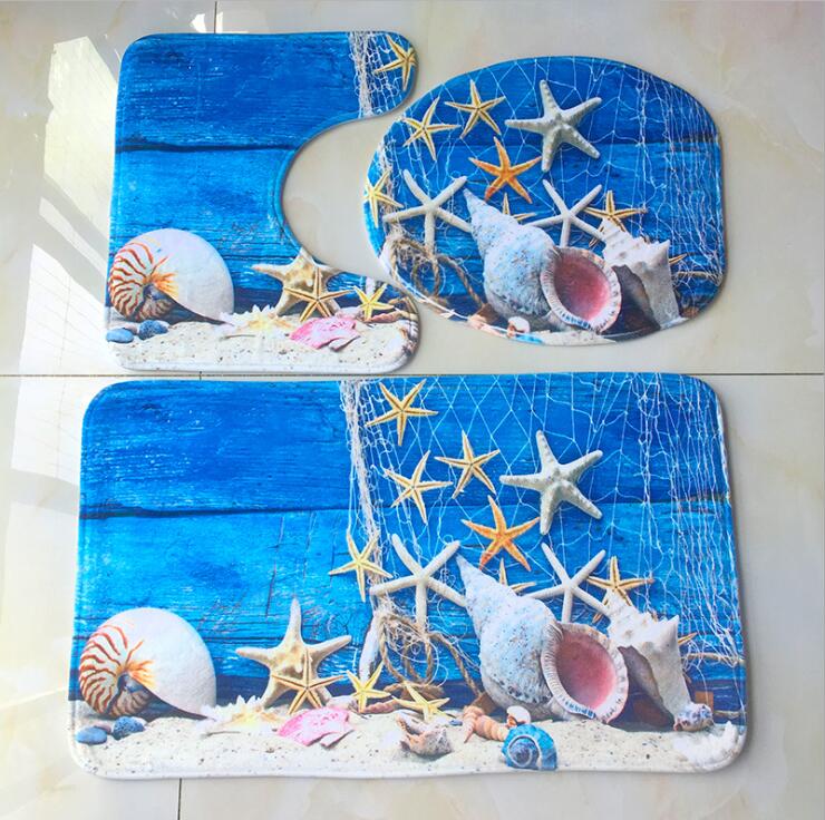 Flannel 3D Print Non Slip 3Pcs/Set Toilet Seat Cover WC Lid Toilet Cover Bathroom Pad Floor Mat Rug Carpet Vloerkleed ZCL512: 17