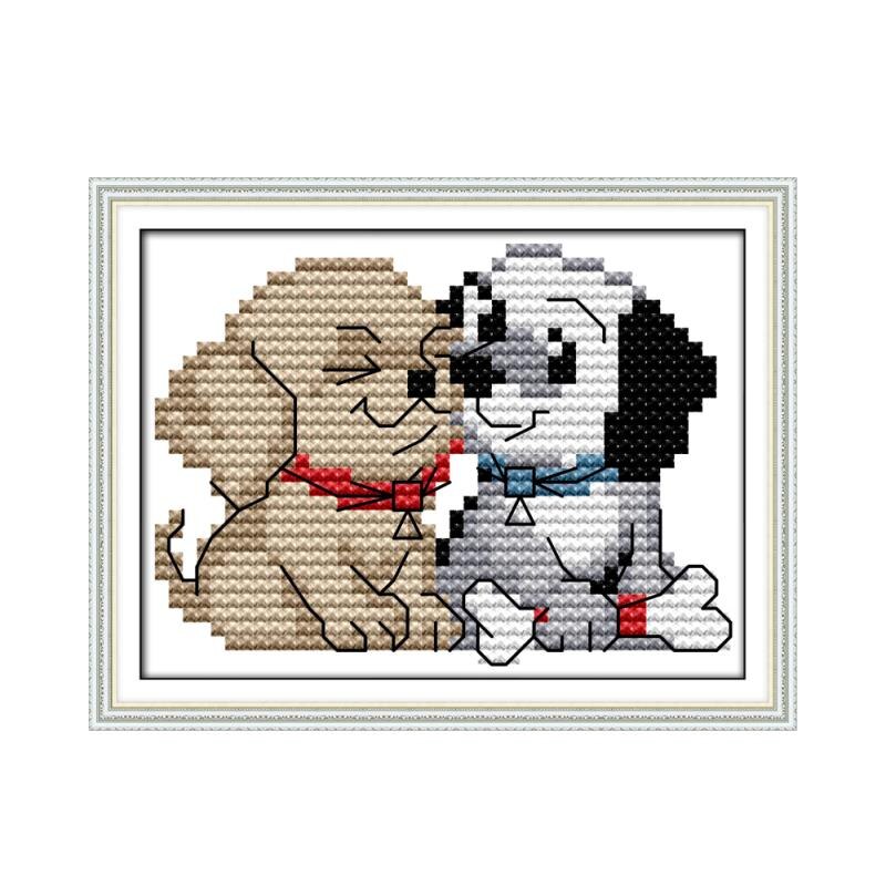 Perro hecho a mano DIY bordado punto de cruz impresión tela bordada perro animal patrón DMC hilo de bordar pintura colgante