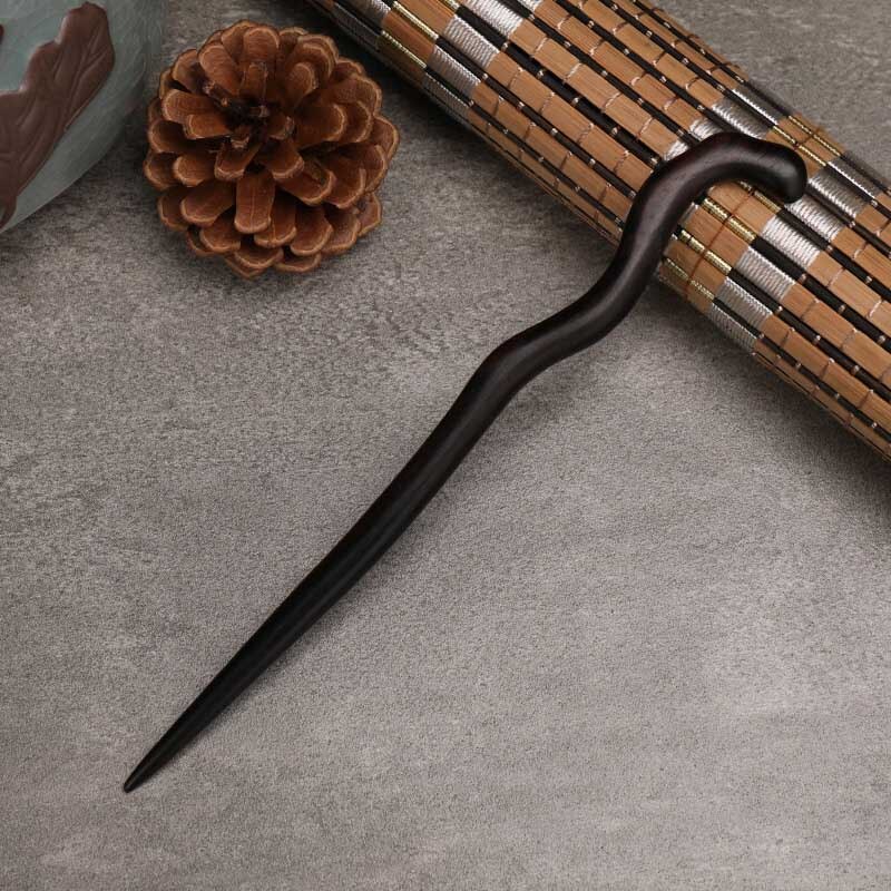 Horquilla china antigua tallada a mano de sándalo negro para mujer, vestido Hanfu, horquillas de madera para el pelo, joyería de peinado en espiral para Cosplay: Style 5
