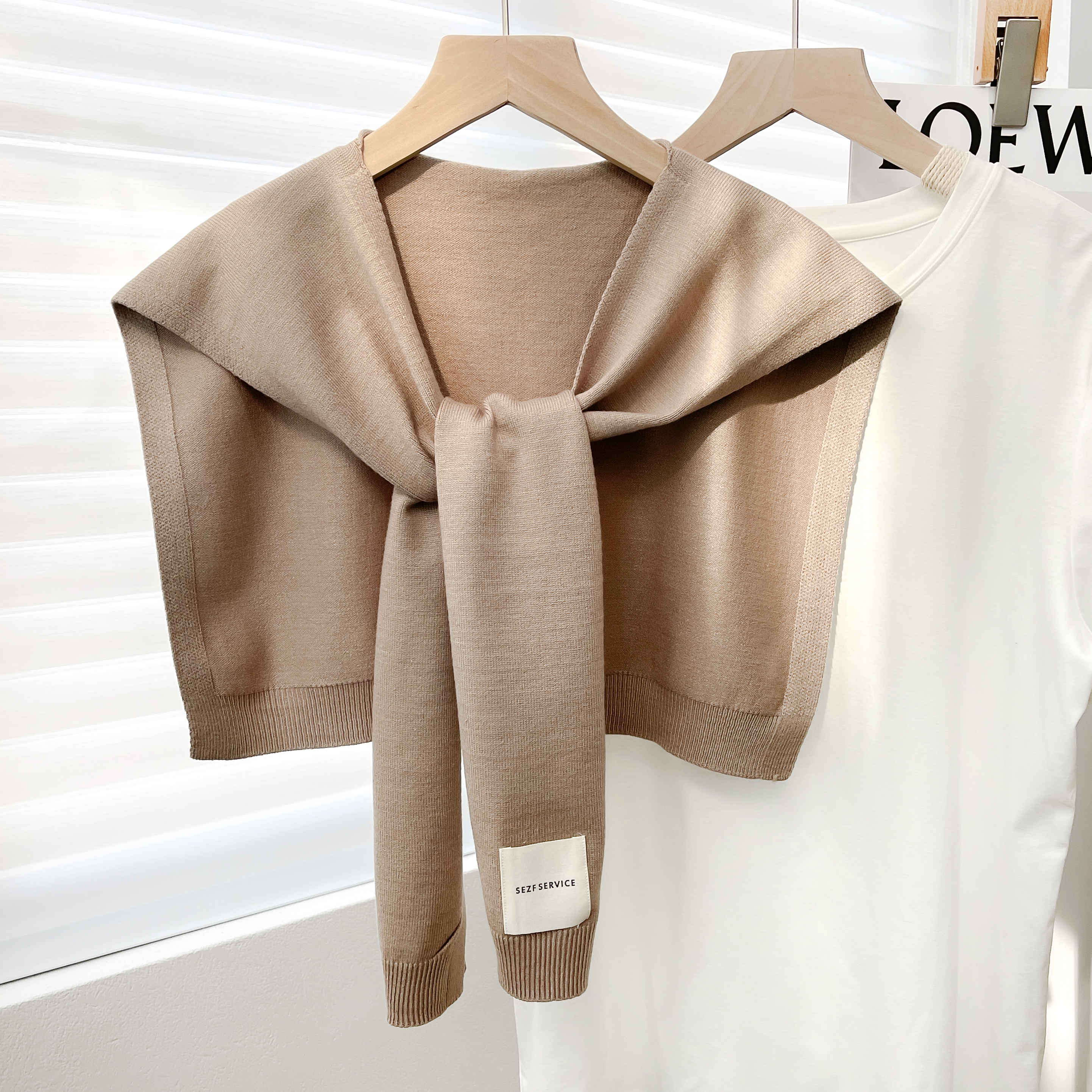 Bufanda chal de punto de Color liso para mujer, capas de otoño e invierno con camisas, ropa de invierno a la , bufandas decorativas para mujer: Caqui