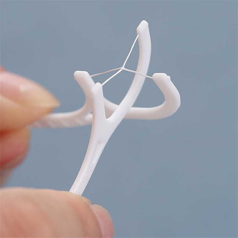 100pcs White Dental Floss Pick Tooth Cleaner Sticks Oral Hygiene Care Teeth Interdental Cleaning Flosser Toothpick Tool