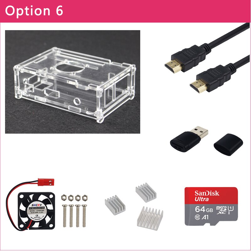 Boîtier Transparent en acrylique pour Orange Pi PC, boîtier avec couvercle et ventilateur de refroidissement pour Orang Pi PC/PC Plus: Option 6