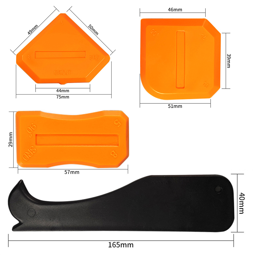 4pcs Silicone Joint Filler Smoothing Spatula Sealant Remover Caulk Finisher Scraper Grout Kit Glass Rubber Cleaning Squeegee