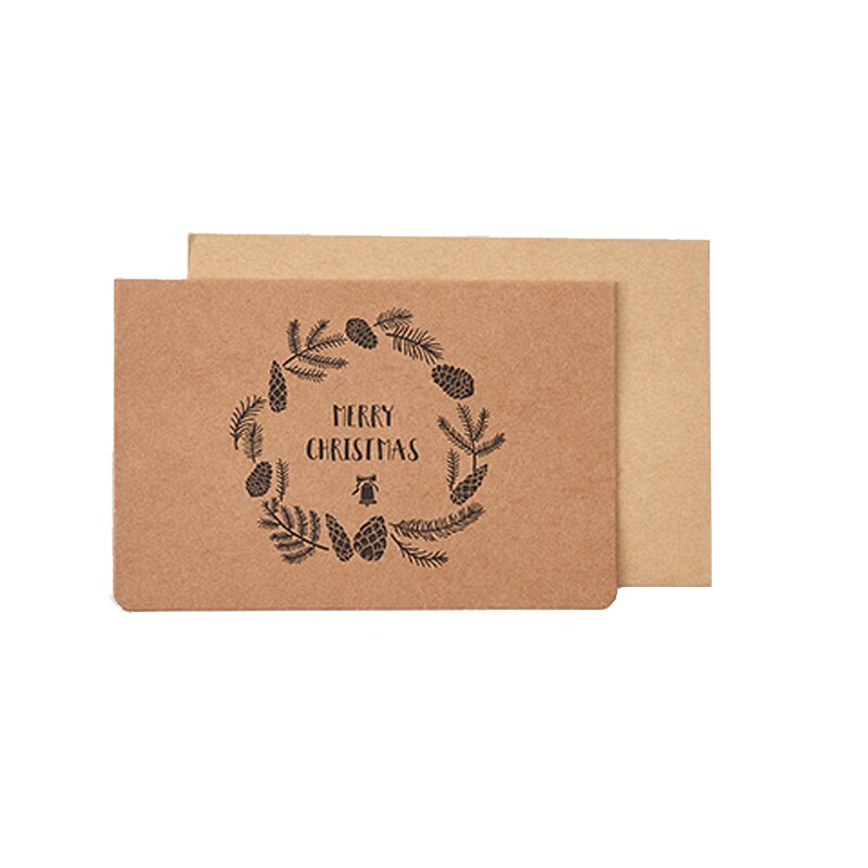 20Packs kraft paper Christmas greeting cards Art envelope Christmas hat elk wreath diy 12.8*8.4CM: D