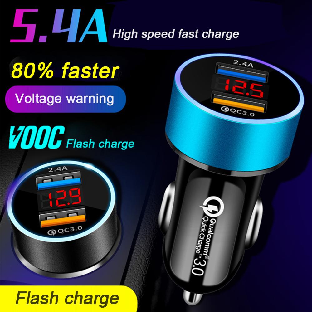 2 Ports Mini Car Charger Dual USB Quick Charger Adapter USB QC3.0 2.4A Metal Charger For Samsung Huawei Android Phone Charger