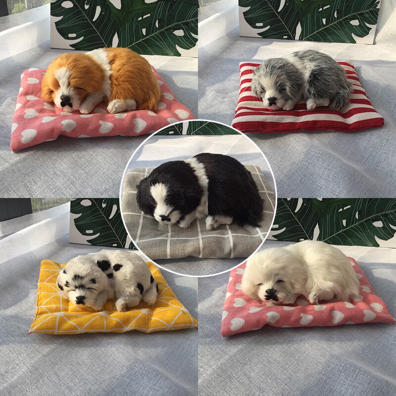 Belle Simulation chien dormant avec son Husky dalmatiens frontière Collie Samoyed Golden Retriever voiture décoration animaux jouets