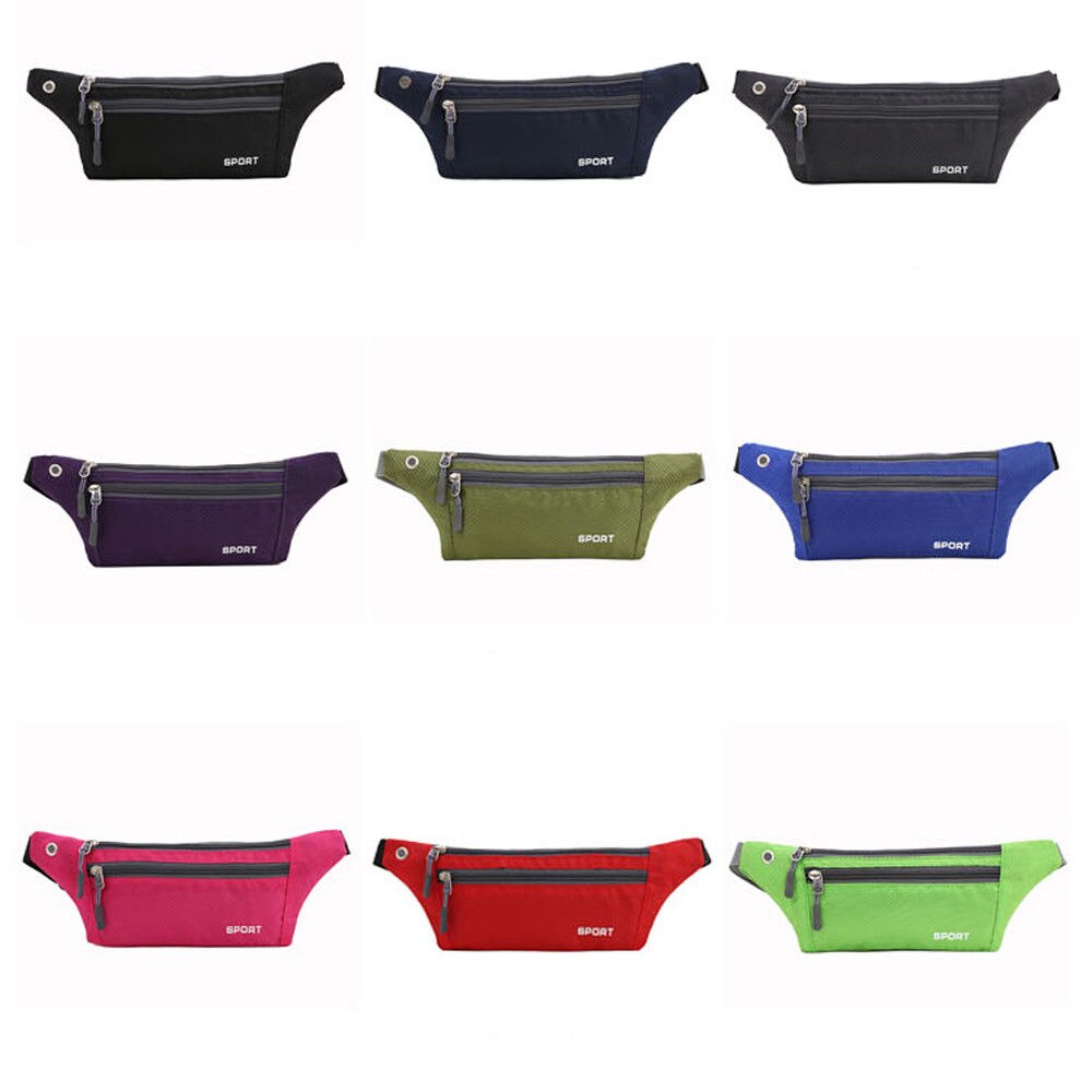 Men Women Waist Fanny Pack Belt Bag Phone Pouch Travel Sport Hip Purse Wallet Waist Packs Zip Bags