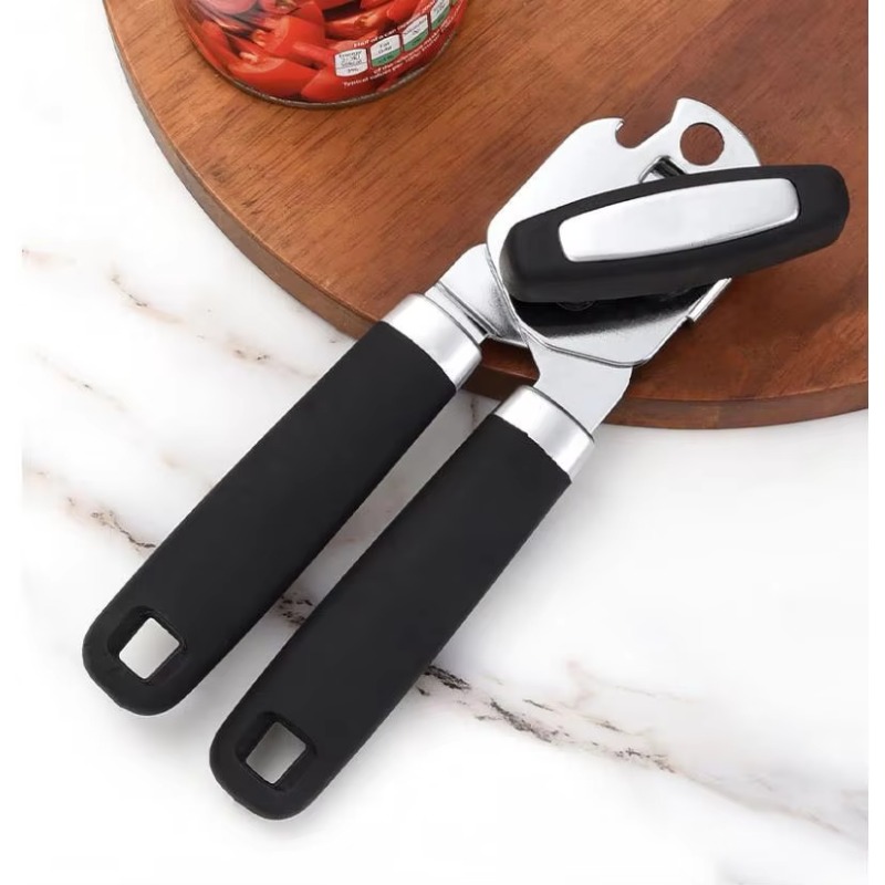 Ouvre-bocal de cuisine multifonction 2 en 1, bouton à rotation facile, ouvre-bouteille de bière portatif en acier inoxydable, ouvre-boîte manuel à bord lisse